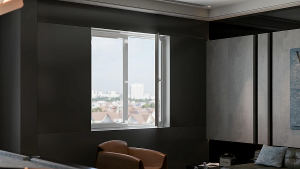 Cửa sổ uPVC 2 cánh mở quay lật trong EUROWINDOW – giải pháp thông gió an toàn, cách âm tuyệt đối